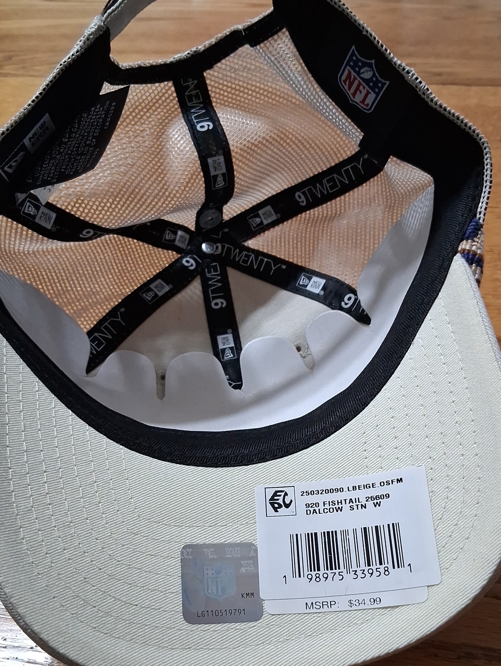 DALLAS COWBOYS CAP Hat Womens NEW Adjustable CREME BEIGE TAN FISHTAIL NEW - Picture 5 of 7